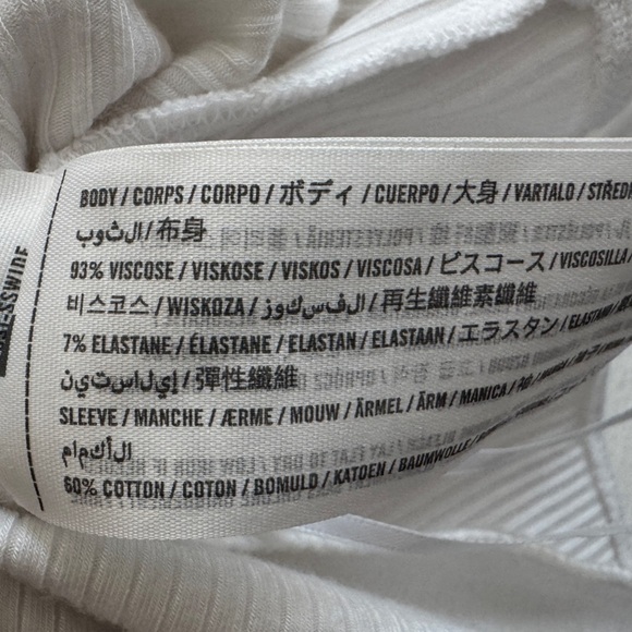 Abercrombie & Fitch White Puff Sleeved Rib Knit Top, Size L - Picture 6 of 6